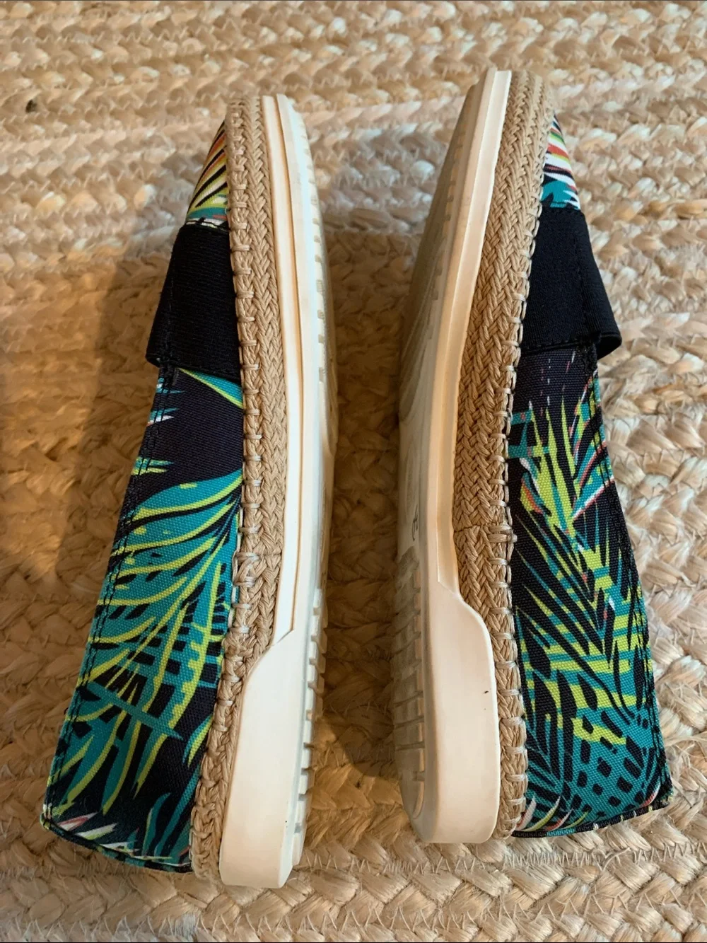 Anne Klein Zillya Tropical Print Slip-On Espadrilles - Black Multicolor